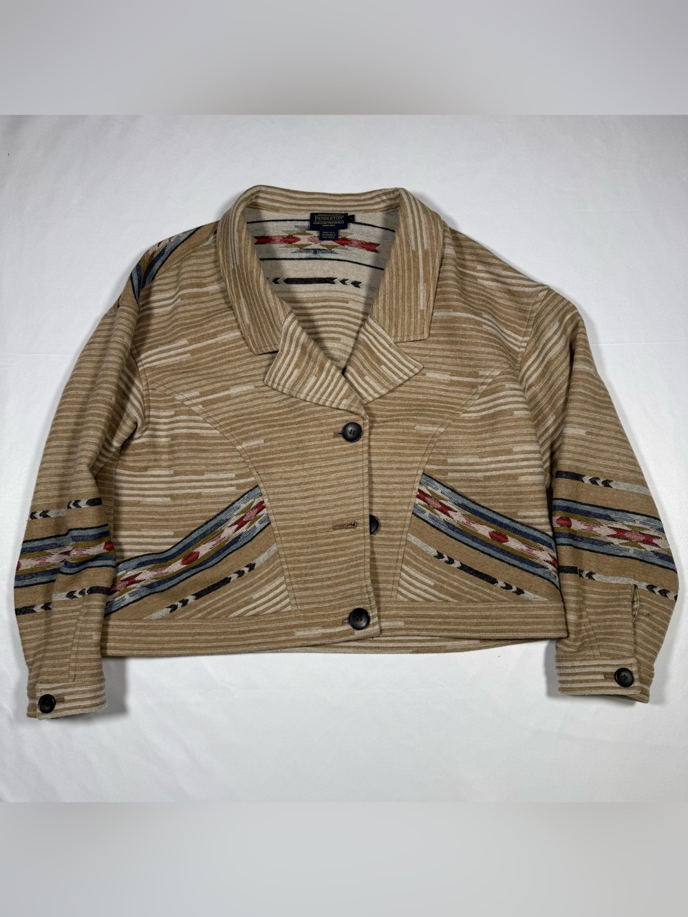 E1 Pendleton Women's Large Multicolor Virgin Wool Jacket Southwest Aztec